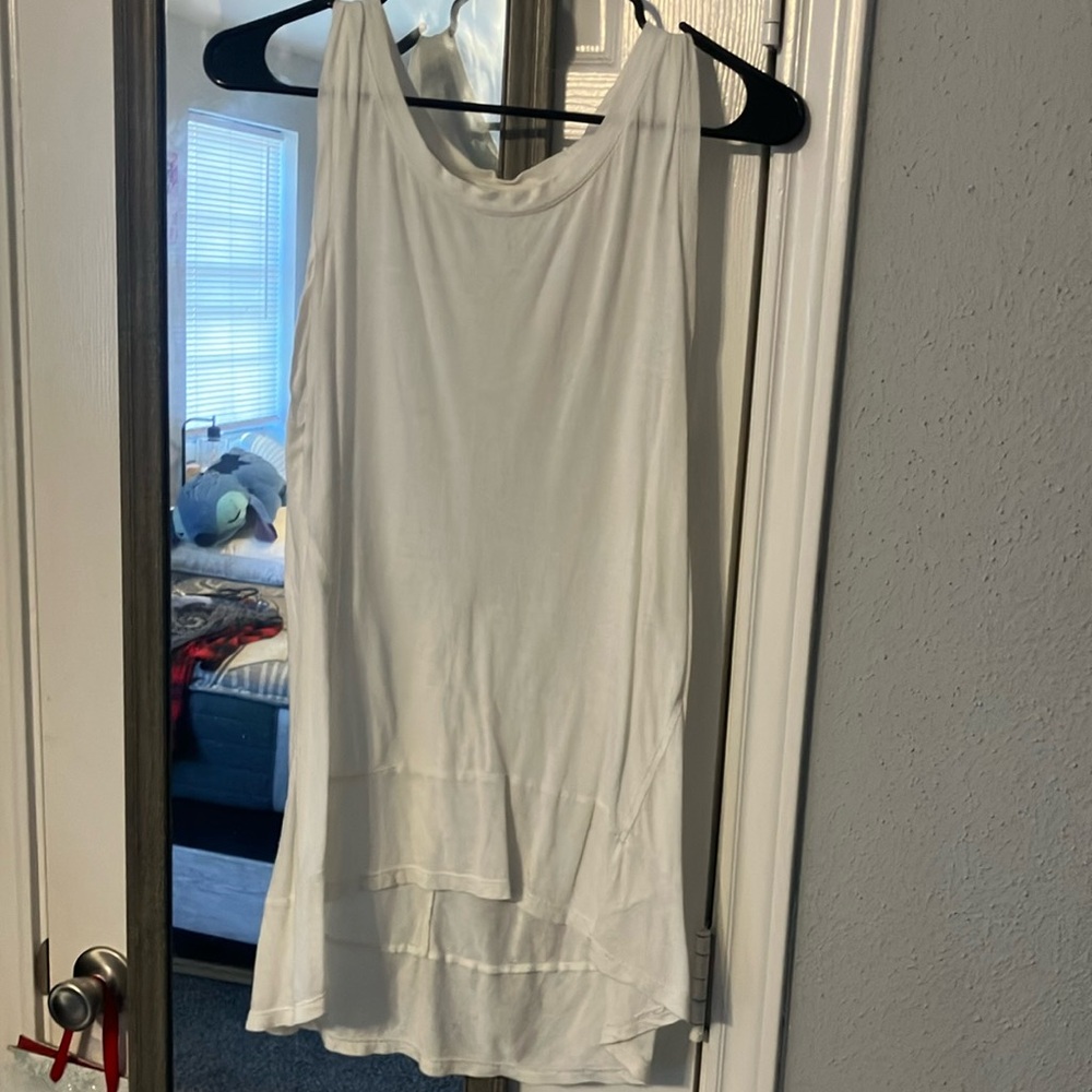 Adrienne Vittadini White Asymmetrical Sleeveless Tank Top